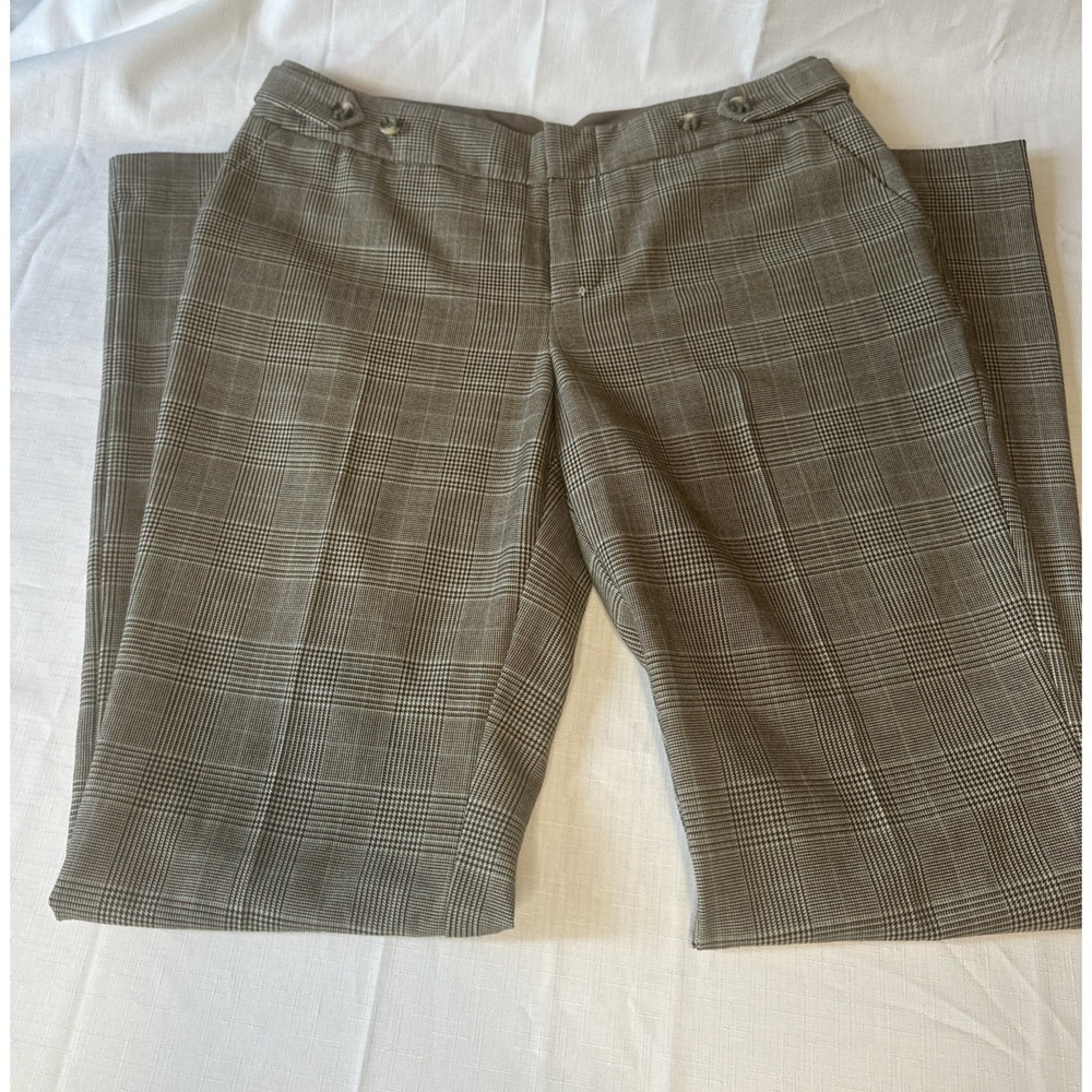 mossimo dress pants women size 4 straight leg stretch plaid Flaws‎